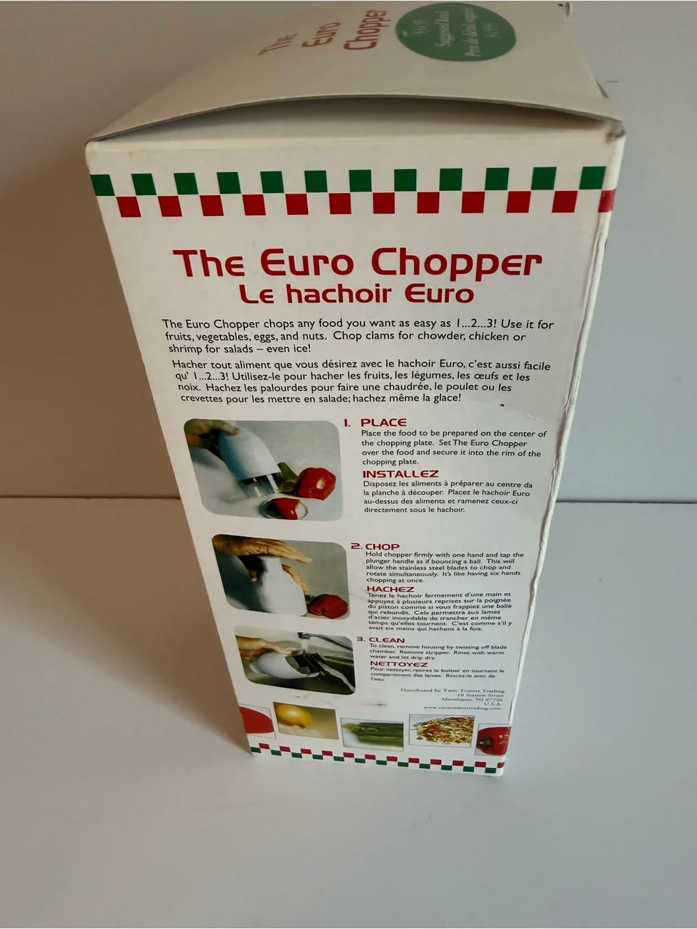Vintage Euro Chopper Manual Food Processor Stainless Blades New in Box